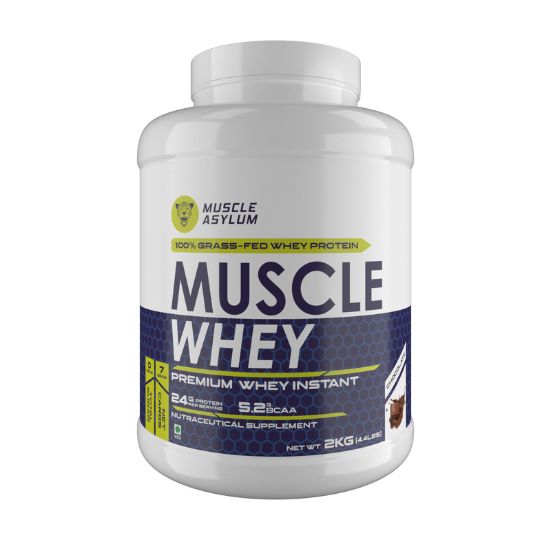 Muscle Asylum- Muscle Whey 100% Whey Protein - 24g Protein, 5.2g BCAA - (50 Servings), 2 Kg (4.4Lbs))