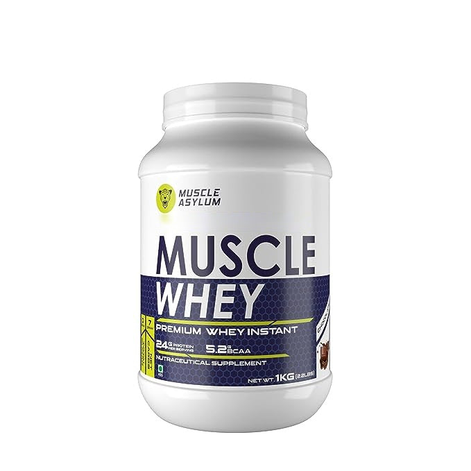 Muscle Asylum- Muscle Whey Protein - 24g Protein, 5.2g BCAA (1 Kg (2.2Lbs))