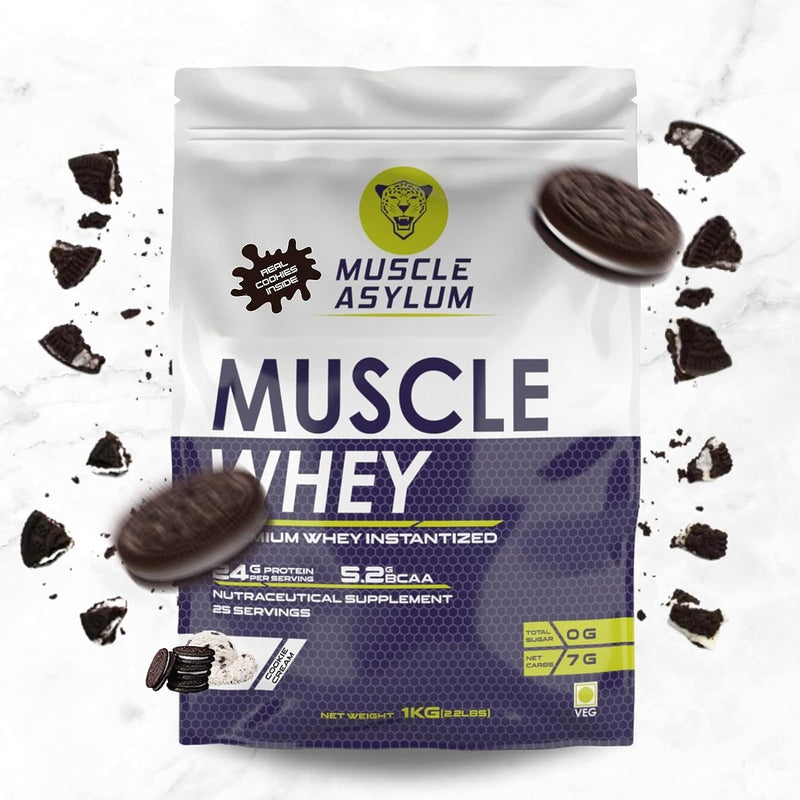Muscle Asylum Premium Whey Protein 1kg l 24g Protein/Serving For Muscle Building & Recovery, 25 Servings