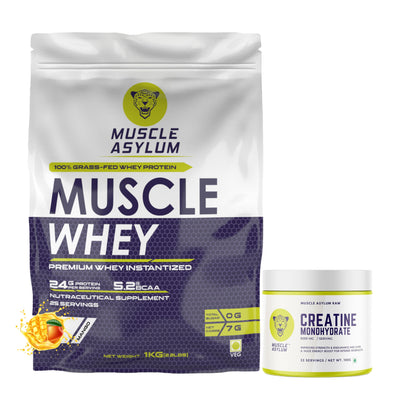 Muscle Whey Protein Bag 1kg + Creatine Unflavored 100g