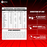 Muscle Asylum- Muscle Mass Anabolic Gainer- 14g Protein, 48g carbs, 275g Calories High Calorie Mass Gainer Weight Gainer Powder