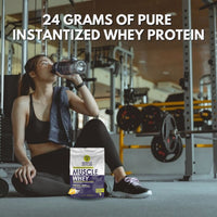 Muscle Asylum- Muscle Whey 100% Whey Protein - 24g Protein, 5.2g BCAA - Banana (25 Servings) - 1 Kg (2.2Lbs)