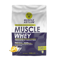 Muscle Asylum- Muscle Whey 100% Whey Protein - 24g Protein, 5.2g BCAA - Banana (25 Servings) - 1 Kg (2.2Lbs)