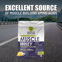 Muscle Asylum- Muscle Whey 100% Whey Protein - 24g Protein, 5.2g BCAA - Banana (25 Servings) - 1 Kg (2.2Lbs)