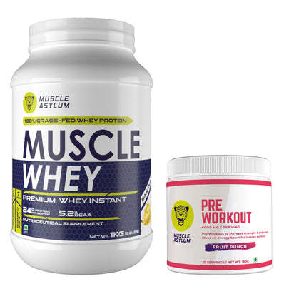 Muscle Whey Protein 1 kg + Pre-workout Fruit Punch 180g