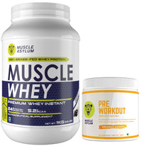 Muscle Whey Protein 1kg + Pre-workout Orange Mango 180g