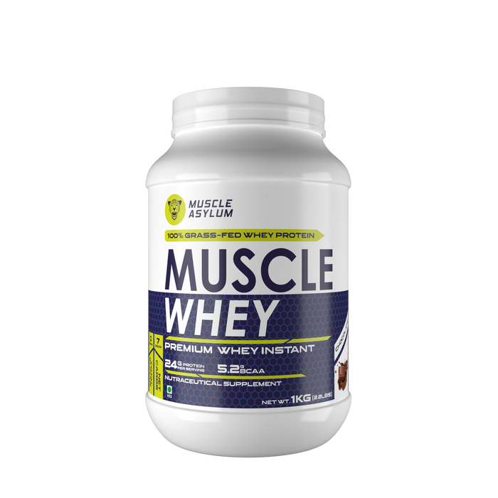 Muscle Asylum- Muscle Whey 100% Whey Protein - 24g Protein, 5.2g BCAA (1 Kg (2.2Lbs))