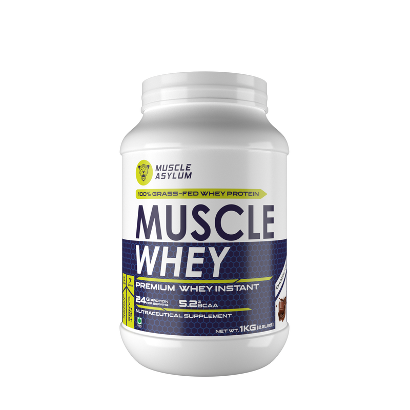 Muscle Asylum- Muscle Whey 100% Whey Protein - 24g Protein, 5.2g BCAA (1 Kg (2.2Lbs))