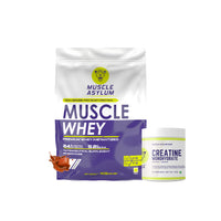 Muscle Asylum- Muscle Whey 100% Whey Protein - 24g Protein, 5.29g BCAA - Double Chocolate (29 Servings) - 1 Kg (2.2Lbs) & Micronized Creatine Monohydrate Powder - 33 Servings, 100gm (Unflavored)