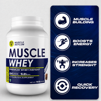 Muscle Asylum- Muscle Whey Protein - 24g Protein, 5.2g BCAA (1 Kg (2.2Lbs))