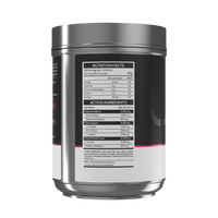 Supplement container with nutrition facts label on a white background