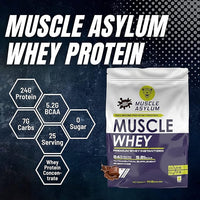 Muscle Asylum Premium Whey Protein 1kg l 24g Protein/Serving For Muscle Building & Recovery, 25 Servings
