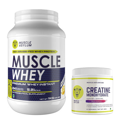 Muscle Whey Protein 1kg and Creatine Fruit Punch 250g