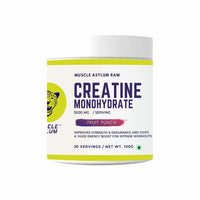 Muscle Asylum- Whey Protein Concentrate 80% - 18g Protein, 6.89 EAA, 2.90g BCAA with Digestive Enzymes - (Unflavoured, 1 kg -Creatine Monohydrate Powder - 20 Servings, 100gm (Fruit Punch)