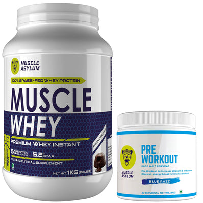 Muscle Whey Protein 1kg + Pre-workout Blue Razz 180g