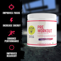 Muscle Asylum- Muscle Whey 100% Whey Protein - 24g Protein, 5.29g BCAA - Kesar Pista (29 Servings) - 1 Kg (2.2Lbs) & Muscle Asylum Pre-Workout - 30 Servings, 180gm (FRUIT PUNCH)