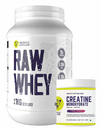 Muscle Asylum- Whey Protein Concentrate 80% - 18g Protein, 6.89 EAA, 2.90g BCAA with Digestive Enzymes - (Unflavoured, 1 kg -Creatine Monohydrate Powder - 20 Servings, 100gm (Fruit Punch)